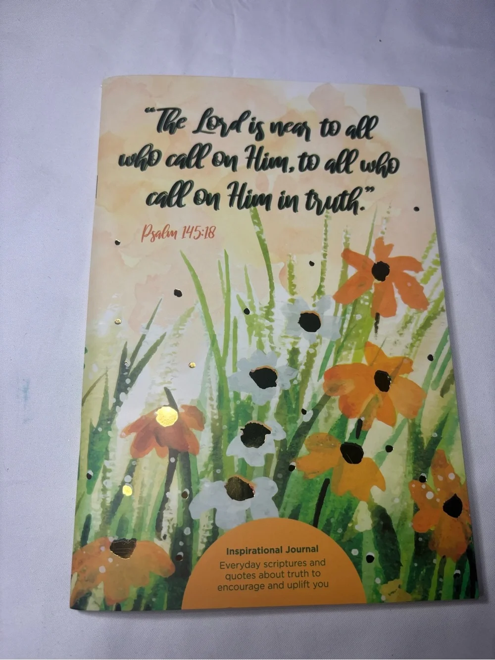 New Inspirational Floral Journal with Psalm Quote - Orange & Green